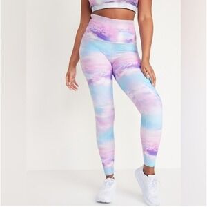 Old Navy Powersoft Cloud Print Leggings Extra High Rise Purple Blue Medium M
